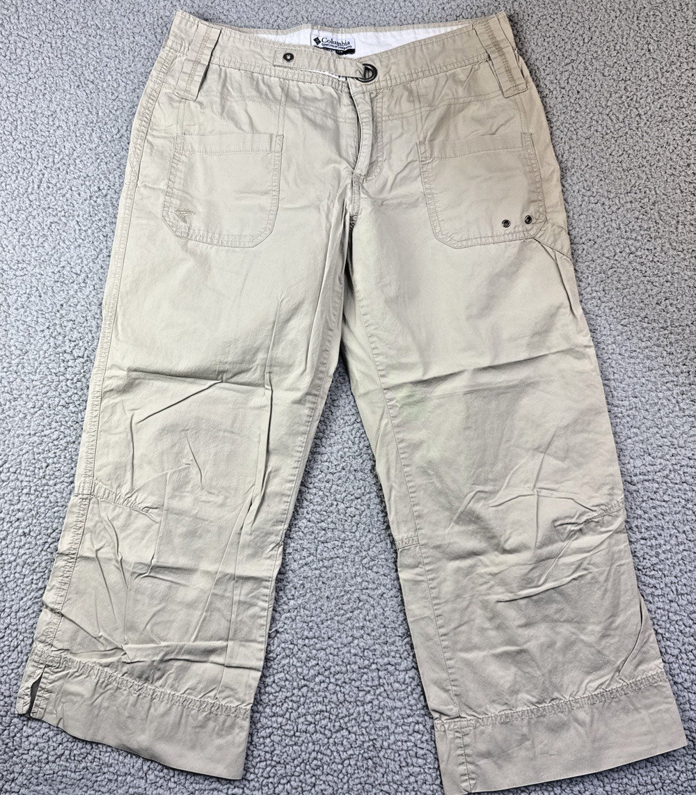 Columbia Capris Women Medium 10 Lost Adventure Khaki Mid Rise Lightweight Hiking